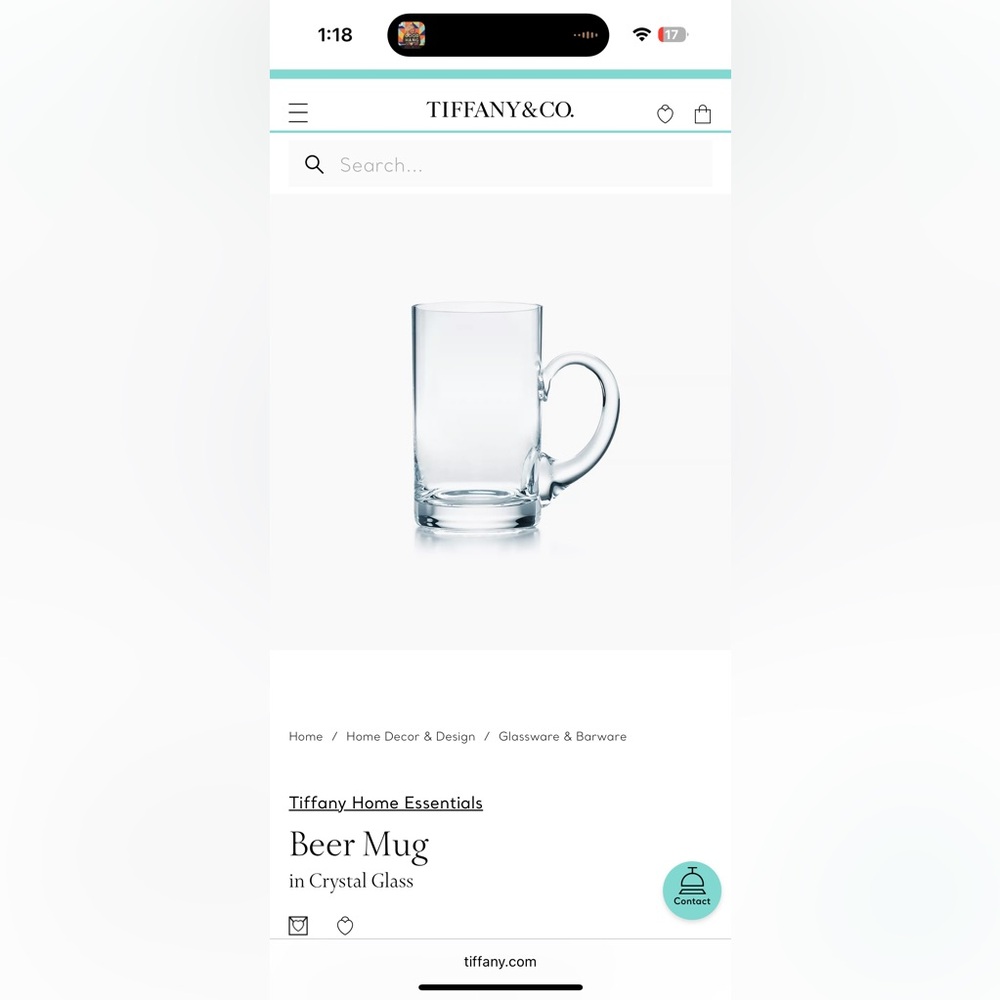 Tiffany & Co. Crystal Glass Beer Mug - Set of 2